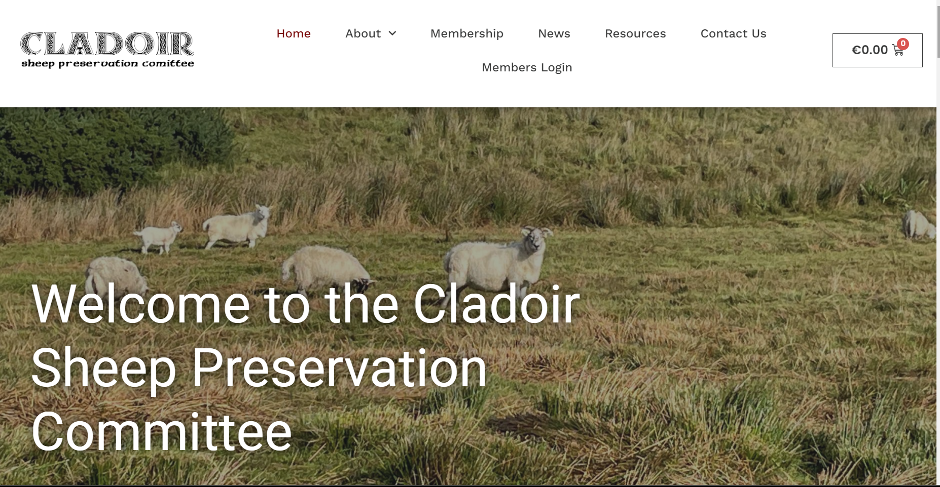 Image of homepage for the Cladoir Sheep Preservation Society